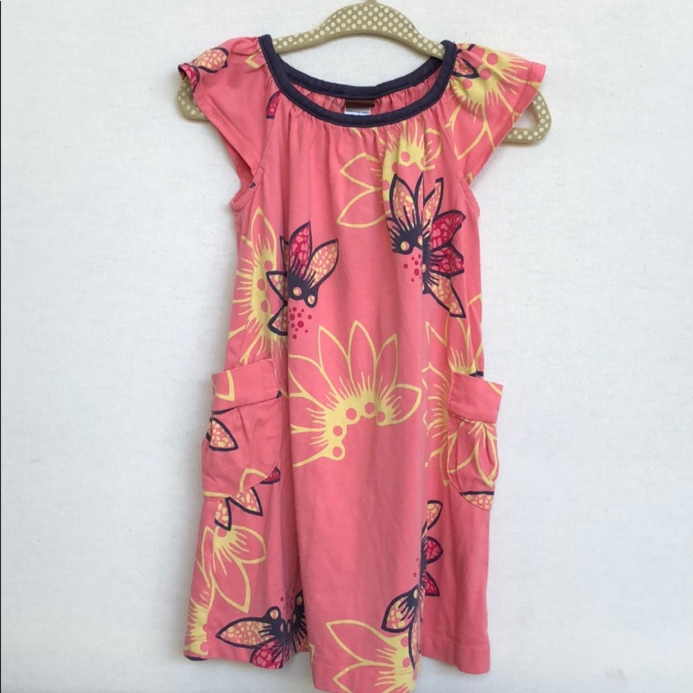 Tea Collection Flutter Sleeve Coral Dress